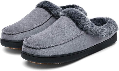 Mishansha Women's House Shoes Memory Foam Suede Moccasin Slippers Winter Warm Fleece Lined Home Shoes with Anti-Skid Rubber Sole in Kuwait