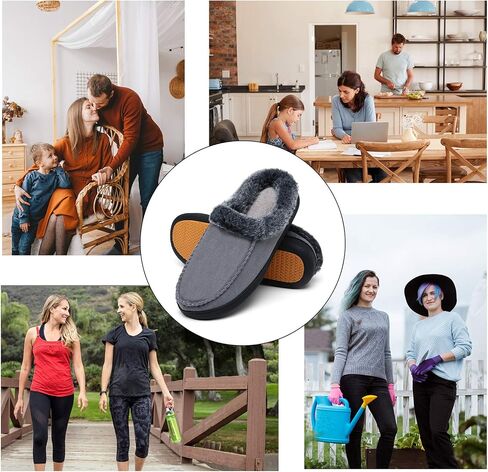 Mishansha Women's House Shoes Memory Foam Suede Moccasin Slippers Winter Warm Fleece Lined Home Shoes with Anti-Skid Rubber Sole in Kuwait