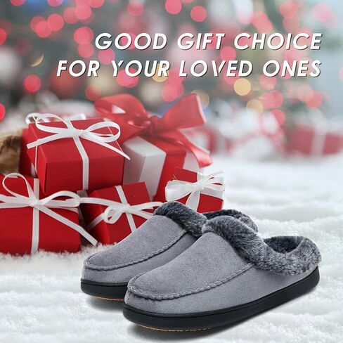 Mishansha Women's House Shoes Memory Foam Suede Moccasin Slippers Winter Warm Fleece Lined Home Shoes with Anti-Skid Rubber Sole in Kuwait