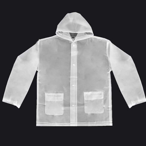 Wbestexercises 2pc Resuable Transparent EVA Rain Suits Unisex Emergency Rain Suit Clear Raincoat Waterproof Drawstring Hooded Rainwear Jacket Pants Set with Storage Bag for Hiking Drifting Camping Fishing (S, L)(L), White, Large in Saudi Arabia