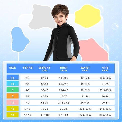 Intboss Kids Wetsuit Top 3mm Wet Suit Jacket for Boys and Girls 3T 4 T Toddlers Wetsuit Jacket 2mm Youth Size 6-14 in Kuwait