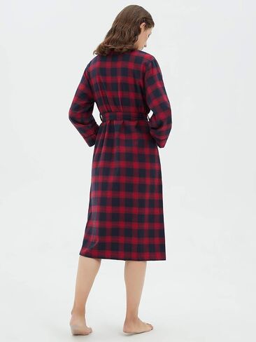 أرواب SIORO النسائية من الفلانيل، رداء حمام من القطن الناعم المنقوش بياقة شال للاسترخاء in Saudi Arabia