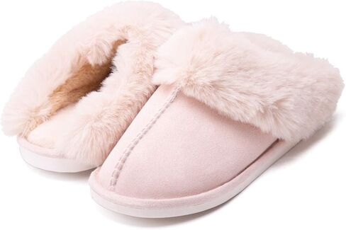 Epsion Womens Winter Warm Slipper Faux Fur Fluffy Slip-On House Slippers Suede Plush Lined/Anti-Skid Sole Indoor Outdoor in Kuwait