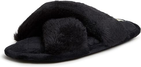 Dearfoams Women's Jessica faux faux fur Cross Band Slide Slipper in Saudi Arabia