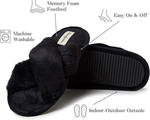 Dearfoams Women's Jessica faux faux fur Cross Band Slide Slipper in Saudi Arabia