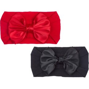 LDDCX Baby Girls Bow Headband Baby Turban Elastic Headwrap for Newborn Infant Toddler Hair Accessories.(FD81-Red+Black) in Kuwait