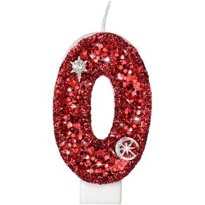 Birthday Candles, Number Candles for Birthday Cakes, Sparklers Candles for Birthday Cake, Red Birthday Candles for Baby/Girl/Boy/Women, 3.15" Cake Candles for Party/Decorations 0#