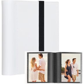 ألبوم صور صغير مقاس 4x6، ألبوم صور صغير يحمل 64 صورة، صفحة داخلية سوداء مع شريط مطاطي قوي، مجلد محفظة مقاس 4x6 لتخزين صور البطاقات البريدية الفنية، كتاب صور لصور 4 × 6 (أبيض) in Kuwait