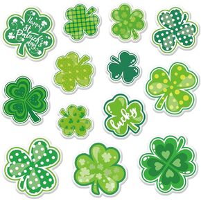 JarThenaAMCS 13Pcs St. Patrick's Day Thick Gel Clings Green Shamrock Window Gel Decals Reusable Lucky Clover Window Clings for Irish Holiday Home Classroom Nursery Refrigerator in Saudi Arabia