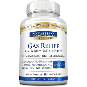 قسط معتمد لتخفيف الغازات - تهدئة الجهاز الهضمي والانتفاخ - 60 كبسولة - مع الخرشوف والزنجبيل والشمر، مركب الكركمين C3 - غير معدل وراثيًا، نباتي، صنع في الولايات المتحدة الأمريكية in Kuwait
