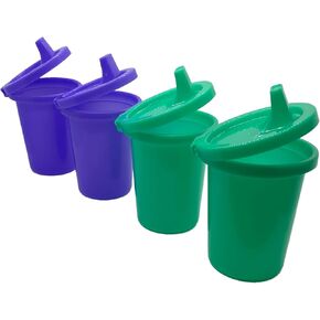 EJA Designs Sippy Cup for 1 Year Old and Toddlers with Attached Lid - Spill Proof, Stackable, Dishwasher Safe - 10 Oz, 4 Count - Never Lose a Lid Again - Baby Sippy Cups (Blue & Orange) in Saudi Arabia
