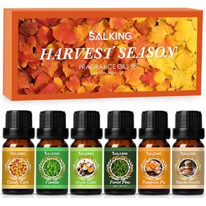 زيوت عطرية الخريف من سالكينج، زيوت عطرية فاخرة للناشر، مجموعة هدايا الزيوت المعطرة لرائحة صنع شموع الصابون - ذرة الحلوى، فطيرة اليقطين، عصير التفاح، الفانيليا، صنوبر الغابة، سنيكرز دودل in Kuwait