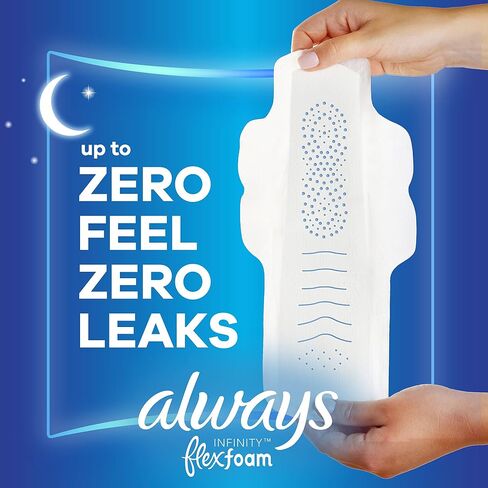Always, Infinity With FlexFoam Pads For Women, Size 4, Overnight Absorbency With Wings, 26 Count in Saudi Arabia