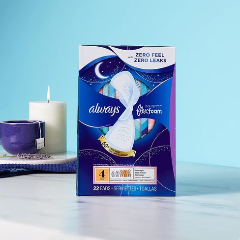 Always, Infinity With FlexFoam Pads For Women, Size 4, Overnight Absorbency With Wings, 26 Count in Saudi Arabia