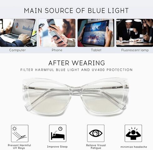 نظارات سنجيت فاشون عين القطة الزرقاء لحجب الضوء للنساء، مضادة لإجهاد العين والوهج 400 من الأشعة فوق البنفسجية... in Kuwait