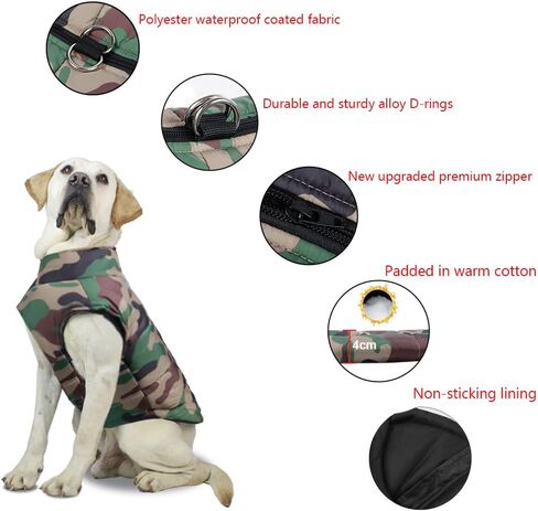 FEimaX Dog Coat Waterproof Winter Warm Jacket Puppy Vest Outdoor Pet Windproof Apparel Dog Clothes for Cold Weather, Soft Padded Harness with D-Ring for Small Medium Large Dogs in Saudi Arabia