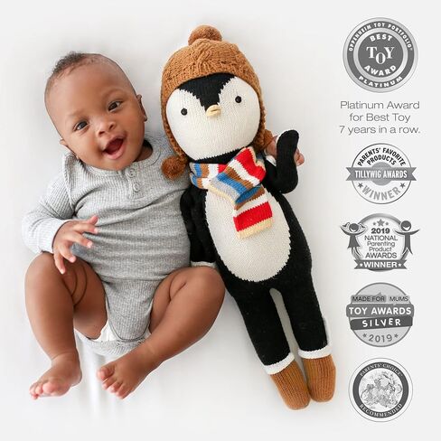 احتضان + نوع ايفرست دمية البطريق - دمى مصنوعة يدويًا بمحبة لديكور الحضانة، حيوانات محشوة بجودة موروثة من التجارة العادلة للفتيات والفتيان، دمية واحدة = 10 وجبات in Kuwait