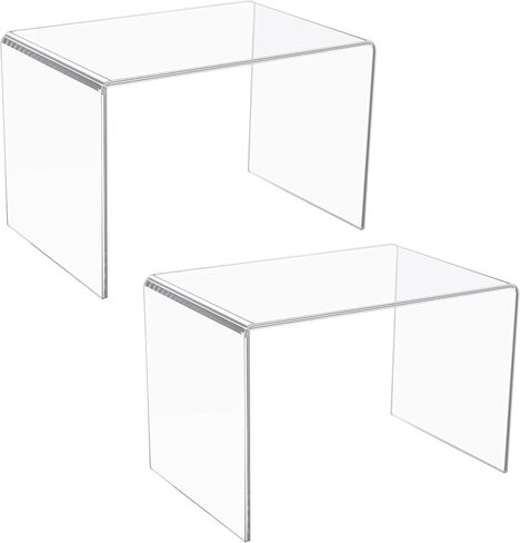Jusalpha 2-PC Strong Clear Acrylic Riser For Retail, Shelf Showcase Fixtures for Jewelry, Display Stand for Amiibo Funko POP Figures, Cupcakes, Food Display, Riser#015 (9''x 6''x 6'')… in Kuwait