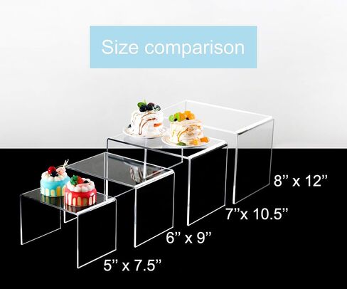 Jusalpha 2-PC Strong Clear Acrylic Riser For Retail, Shelf Showcase Fixtures for Jewelry, Display Stand for Amiibo Funko POP Figures, Cupcakes, Food Display, Riser#015 (9''x 6''x 6'')… in Kuwait