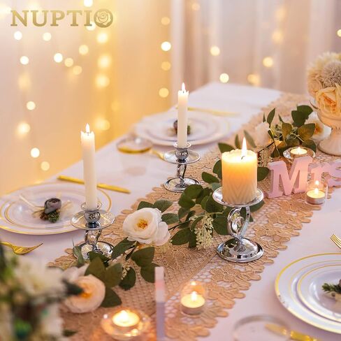Nuptio Unity حامل شموع للشموع المستدقة عمود حامل شمعدان ذهبي حامل شموع عمود معدني مجموعة من 3 قطع مركزية للطاولة لحفلات الزفاف والذكرى السنوية على ضوء الشموع وديكور العشاء وقلادة على شكل قلب كريستالي in Kuwait