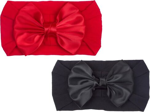 LDDCX Baby Girls Bow Headband Baby Turban Elastic Headwrap for Newborn Infant Toddler Hair Accessories.(FD81-Red+Black) in Kuwait