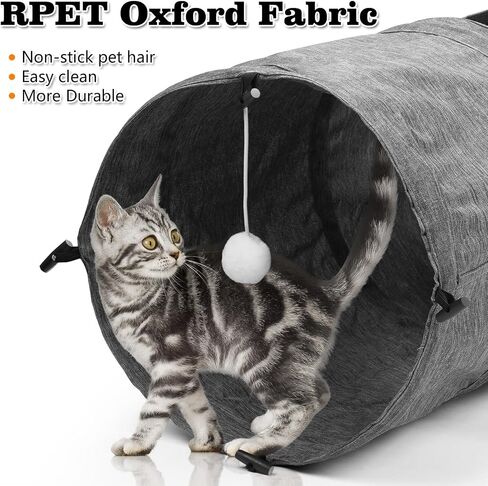 Cat Tunnels - Cat Play Tunnel for Indoor Cats, Cat Toy with Cat Teaser & Spring, Collapsible Tunnel Tube, 12 inches Diameter, Grey in Saudi Arabia
