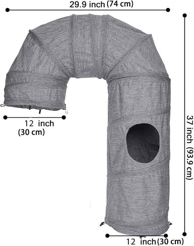 Cat Tunnels - Cat Play Tunnel for Indoor Cats, Cat Toy with Cat Teaser & Spring, Collapsible Tunnel Tube, 12 inches Diameter, Grey in Saudi Arabia