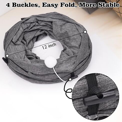 Cat Tunnels - Cat Play Tunnel for Indoor Cats, Cat Toy with Cat Teaser & Spring, Collapsible Tunnel Tube, 12 inches Diameter, Grey in Saudi Arabia