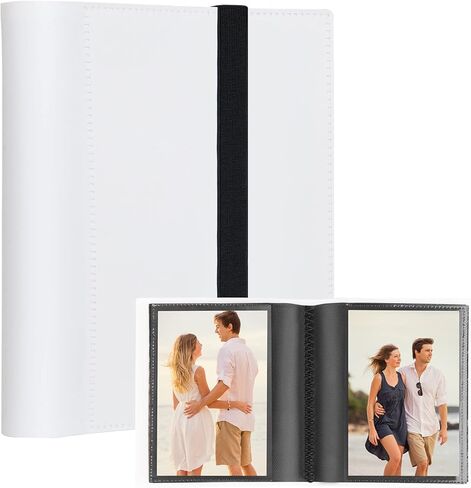 ألبوم صور صغير مقاس 4x6، ألبوم صور صغير يحمل 64 صورة، صفحة داخلية سوداء مع شريط مطاطي قوي، مجلد محفظة مقاس 4x6 لتخزين صور البطاقات البريدية الفنية، كتاب صور لصور 4 × 6 (أبيض) in Kuwait