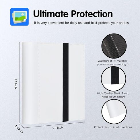 ألبوم صور صغير مقاس 4x6، ألبوم صور صغير يحمل 64 صورة، صفحة داخلية سوداء مع شريط مطاطي قوي، مجلد محفظة مقاس 4x6 لتخزين صور البطاقات البريدية الفنية، كتاب صور لصور 4 × 6 (أبيض) in Kuwait