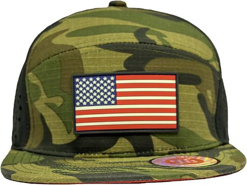 TRIPLE NIKEL | USA American Flag Patriotic Snapback Camo Hat for Men or Women, Camouflage and Black, One size in Saudi Arabia