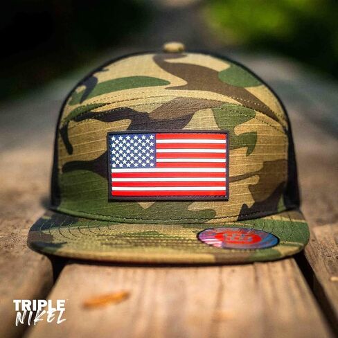 TRIPLE NIKEL | USA American Flag Patriotic Snapback Camo Hat for Men or Women, Camouflage and Black, One size in Saudi Arabia