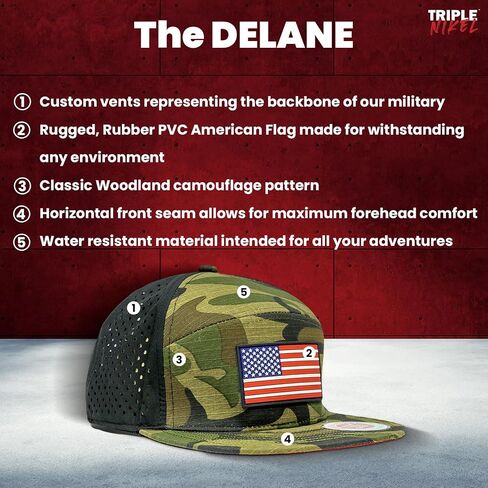 TRIPLE NIKEL | USA American Flag Patriotic Snapback Camo Hat for Men or Women, Camouflage and Black, One size in Saudi Arabia
