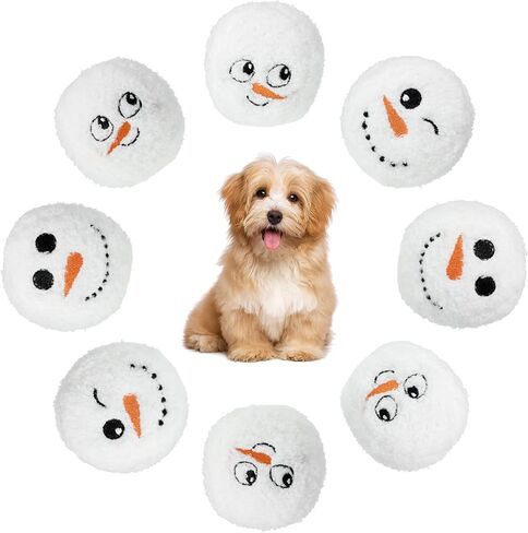 8 Pieces Pet Plush Beach Ball Dog Toy Beach Ball Indoor Ball Dog Toy Plush Stuffed Dog Toy Ball for Pets Indoor Outdoor Games (Snowball) in Saudi Arabia