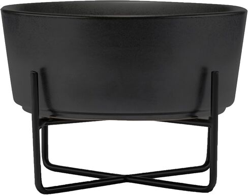 Waggo Simple Solid Dog Bowl and Dog Bowl Stand - Single Iron Stand with Single Ceramic Feeder or Water Bowl, Small or Large Dog Elevated Pet Feeder (Large, Matte Black) in Saudi Arabia