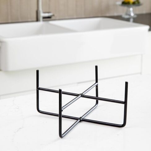 Waggo Simple Solid Dog Bowl and Dog Bowl Stand - Single Iron Stand with Single Ceramic Feeder or Water Bowl, Small or Large Dog Elevated Pet Feeder (Large, Matte Black) in Saudi Arabia