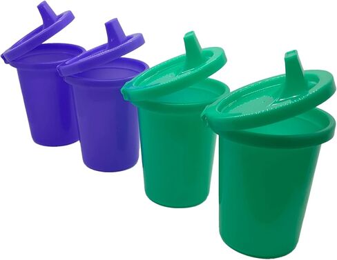 EJA Designs Sippy Cup for 1 Year Old and Toddlers with Attached Lid - Spill Proof, Stackable, Dishwasher Safe - 10 Oz, 4 Count - Never Lose a Lid Again - Baby Sippy Cups (Blue & Orange) in Saudi Arabia