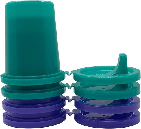 EJA Designs Sippy Cup for 1 Year Old and Toddlers with Attached Lid - Spill Proof, Stackable, Dishwasher Safe - 10 Oz, 4 Count - Never Lose a Lid Again - Baby Sippy Cups (Blue & Orange) in Saudi Arabia
