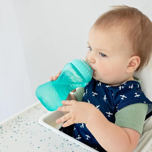 Nuby 2-Pack No-Spill Easy Grip Cup, 10 Ounce, Blue & Green in Saudi Arabia