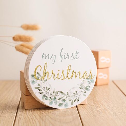 دعونا نصنع بطاقات معالم شهرية من بوهو بيبي مع علامة إعلان الحمل وهدايا استحمام الطفل علامة معالم شهرية محايدة للجنسين لحديثي الولادة لدعائم الصور 13 قطعة من أوراق الأوكالبتوس الخضراء in Kuwait