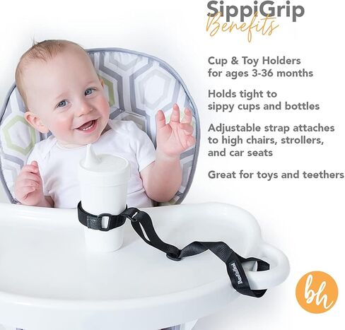 BooginHead SippiGrip Sippy Cup Strap & Baby Bottle Holder 3-Pack, Sienna, Sage, Black in Kuwait