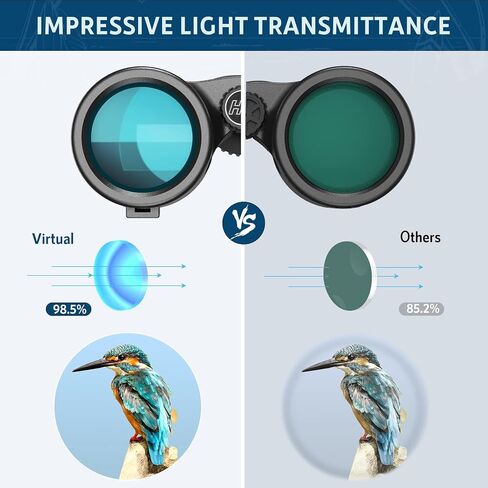 Virtual 12x42 HD Binoculars for Adults, High Power Binoculars with BaK4 prisms, IPX7 Waterproof Binoculars with Phone Adapter Easy Focus Binoculars for Bird Watching, Hunting,Theater, and Sport Games in Kuwait