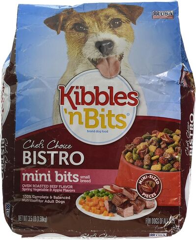 طعام الكلاب Kibbles 'N Bits Bistro Small Breed Mini Bits - لحم بقري مشوي بالفرن - 3.5 رطل in Kuwait