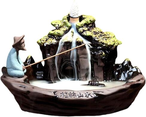 حامل البخور جبل باكلفتحات البخور حامل العصي البخور المخروط حامل البخور بتدفق خلفي مع 10 قطع من المخروط للديكور المنزلي ، الحرف اليدوية عيد الميلاد رأس السنة الجديدة in Kuwait