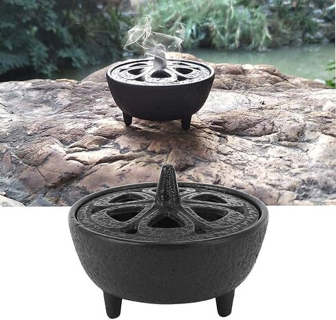 مبخرة مخروطية، مبخرة فحم مخروطية من الحديد الزهر على شكل زهرة اللوتس، حامل مبخرة الفحم للعلاج العطري لتزيين المنزل in Kuwait