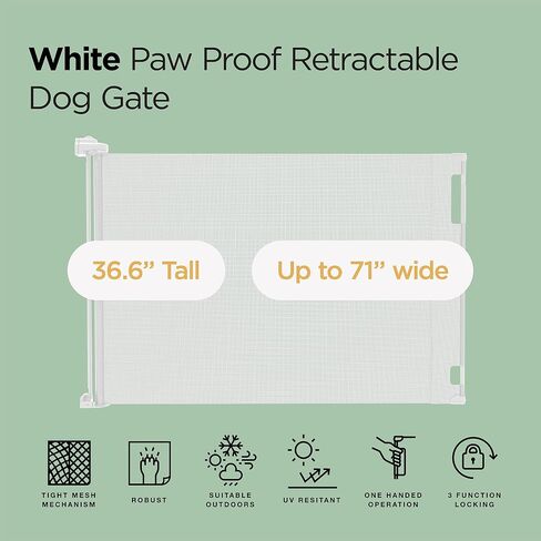Hakuna Pets Indoor/Outdoor Paw Proof Retractable Dog Gate, 36.6" Tall Extends to 71" Wide, Black in Kuwait