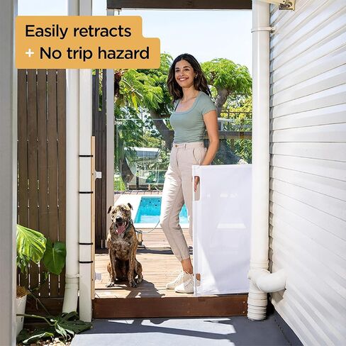 Hakuna Pets Indoor/Outdoor Paw Proof Retractable Dog Gate, 36.6" Tall Extends to 71" Wide, Black in Kuwait