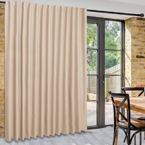 DWCN Patio Sliding Door Curtains - Extra Wide Curtains for Glass Door, Privacy Room Divider Blackout Thermal Curtain Panel with Back Tab & Rod Pocket for Bedroom Partition, 100 x 84 Inches, Black in Kuwait