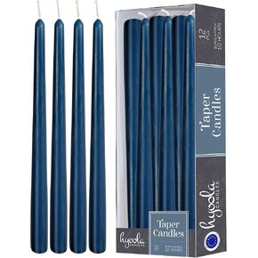 12 Pack Tall Taper Candles - 14 Inch Midnight Blue Dripless, Unscented Dinner Candle - Paraffin Wax with Cotton Wicks - 12 Hour Burn Time in Saudi Arabia