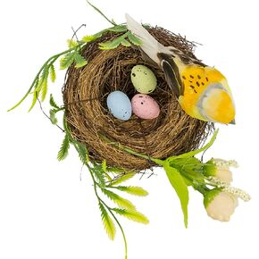 Berfutall-Easter Artificial Nest Natural Bird Nest Kit Includes Artificial Twig Nest, Fake Foam Feather Birds, Foam Eggs Ornaments for Crafts Home Party Decor in Kuwait